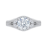 14K White Gold Round Diamond Engagement Ring with Split Shank (Semi-Mount)