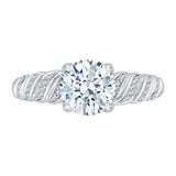 14K White Gold Round Diamond Engagement Ring (Semi-Mount)