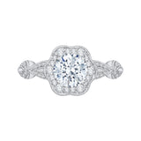 Round Diamond Engagement Ring In 14K White Gold (Semi-Mount)