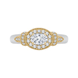 14K Two-Tone Gold Oval Diamond Halo Engagement Ring