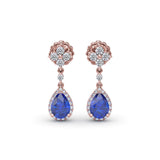 Sapphire and Diamond Teardrop Dangle Earrings