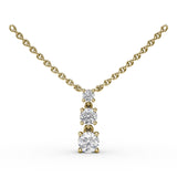 Brilliant Three Stone Drop Necklace