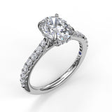 Classic Oval Cut Engagement Ring with a Subtle Diamond Splash