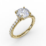 Classic Round Diamond Solitaire Engagement Ring With Hidden PavÃ© Halo