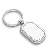 Silver-plated Polished and Satin Engravable Rectangular Key Ring