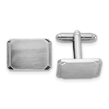 Silver-tone Brushed Rectangle Engravable Cuff Links