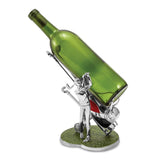 Luxury Giftware Polished Silver-tone Enameled Golfer and Golf Bag Bottle Holder