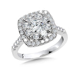 Cushion-Shaped Halo & Cluster Diamond Mirage Engagement Ring (1-1/2 ctw)