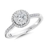 Round Halo & Cluster Diamond Mirage Engagement Ring (1/2 ctw)