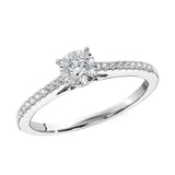 14K White Gold Cluster Diamonds Engagement Rings