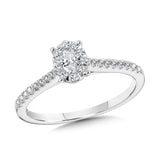 14K White Gold Cluster Diamonds Engagement Rings