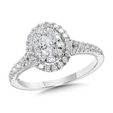 14K White Gold Cluster Diamonds Engagement Rings