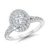 Oval-Shaped Halo & Cluster Diamond Mirage Split Shank Engagement Ring (1.00 ctw)