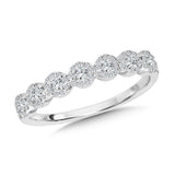 14K White Gold Cluster Diamonds Stackable Bands