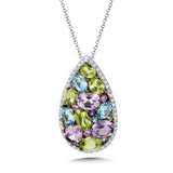 14K White Gold Colore Gemstone Pendants