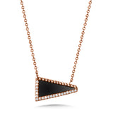 Milgrain-Beaded Triangle-Cut Onyx & Diamond Necklace