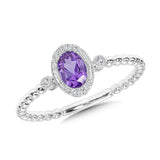 Vintage Oval-Cut Amethyst & Diamond Halo Ring