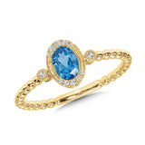 Vintage Oval-Cut Swiss Blue Topaz & Diamond Halo Ring