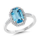 14K White Gold Colore Gemstone Rings