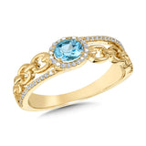 Oval-Cut Swiss Blue Topaz & Diamond Halo Paperclip Ring