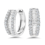 14K White Gold Brilliant Baguettes Hoops