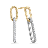 10K White & Yellow Gold Paperclip Loops Dangling Earrings