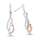 14K White & Rose Gold Love Moments Dangling Earrings
