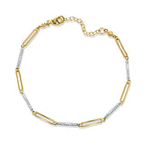 10K White & Yellow Gold Paperclip Loops Fashion Bracelets