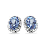 Sterling Silver Created Blue Sapphire Stud Earrings