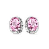 Sterling Silver Created Pink Sapphire Stud Earrings