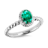 Sterling Silver Created Emerald Ring