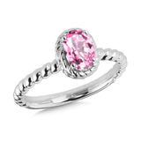 Sterling Silver Created Pink Sapphire Ring