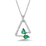 Pear-Cut Emerald & Diamond Triangular Pendant