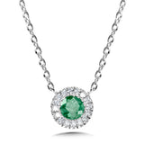 Emerald & Diamond Halo Pendant