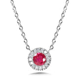 Ruby & Diamond Halo Pendant