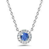 Sapphire & Diamond Halo Pendant