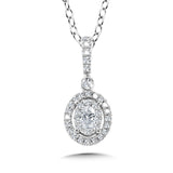 Oval Cluster Diamond Mirage Halo Stud Pendant (1/4 ctw)