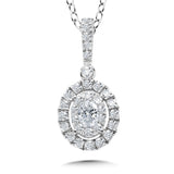 Oval Cluster Diamond Mirage Halo Stud Pendant (1/2 ctw)