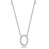 Baguette Diamond Oval Necklace