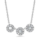 Triple Diamond Delights Cluster Necklace