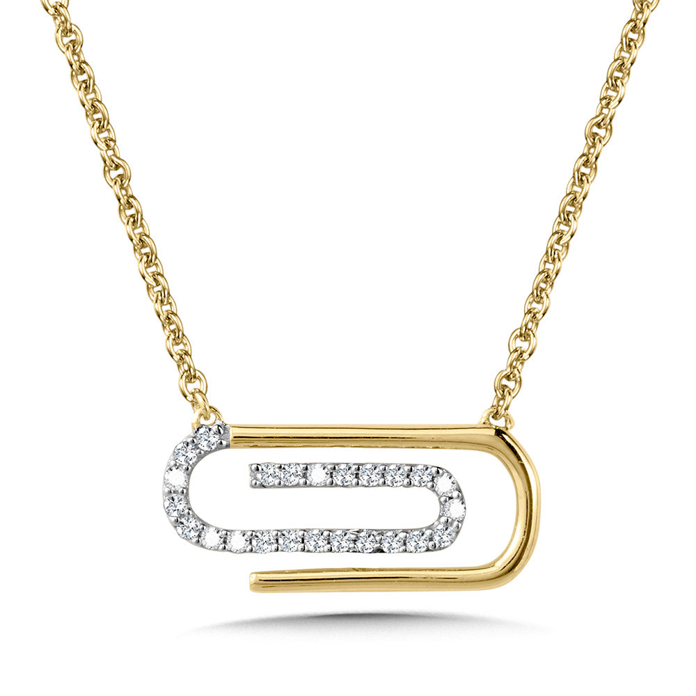 14KT White Gold Paperclip Diamond Necklace 0.14 CT. T.W. - Spence Diamonds