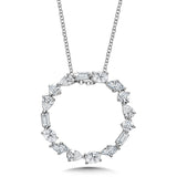 Prong-Set Mixed Shape Diamond Circle Pendant