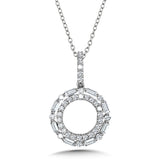 Two-Row Baguette Diamond Circle Pendant