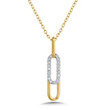 10K Diamond Paperclip Loops Layered Pendant