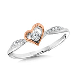 Sterling Silver & Rose Gold Diamond Heart Promise Ring